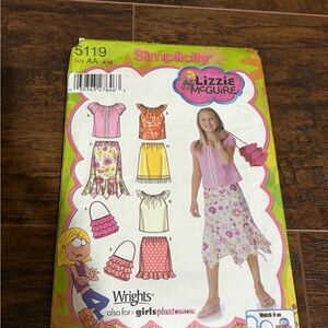 Simplicity Girls' Pink Floral Top and Skirt Sewing Pattern
